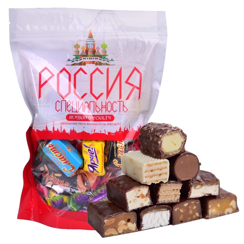 俄罗斯进口糖果食品官方旗舰店正宗原装全纯巧克力混合紫皮糖混装
