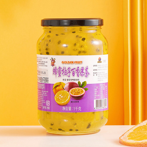 韩今蜂蜜柚子茶百香果茶柠檬茶冲饮罐装果酱泡水喝的东西冲泡饮品 - 图2