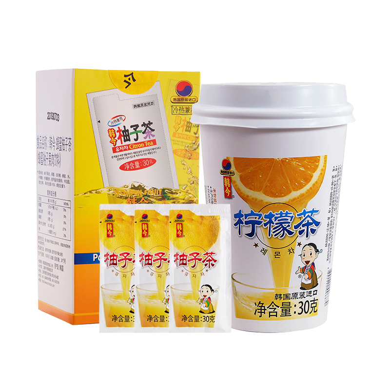 韩今旗舰店韩国进口 韩今蜂蜜柚子茶30g*6冲调饮品饮料果实茶蜜炼果酱 方便0