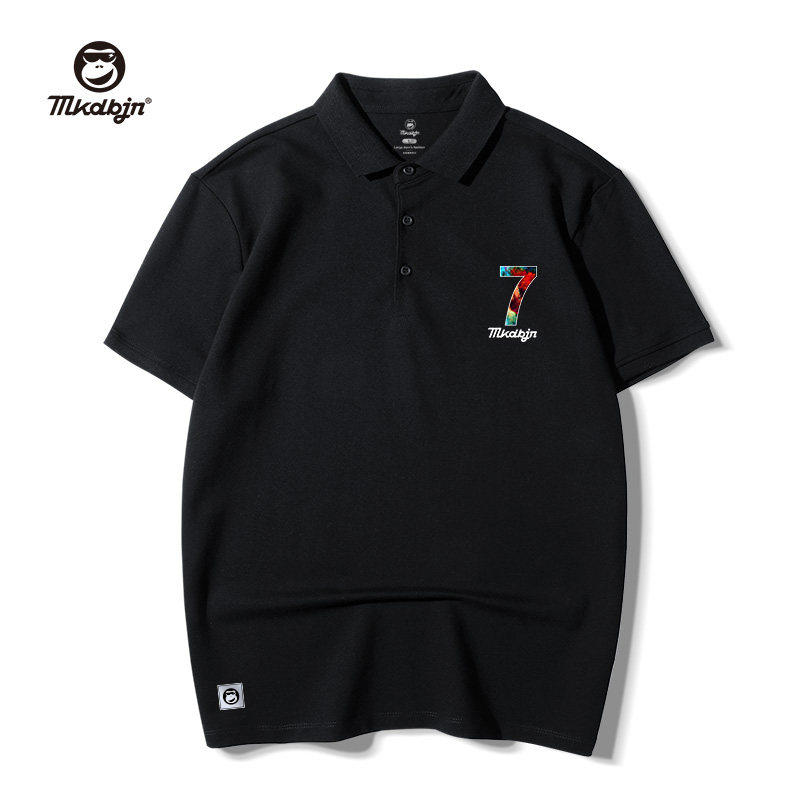 黑色加肥加大码男士翻领胖子polo衫 mkdbjnPolo衫