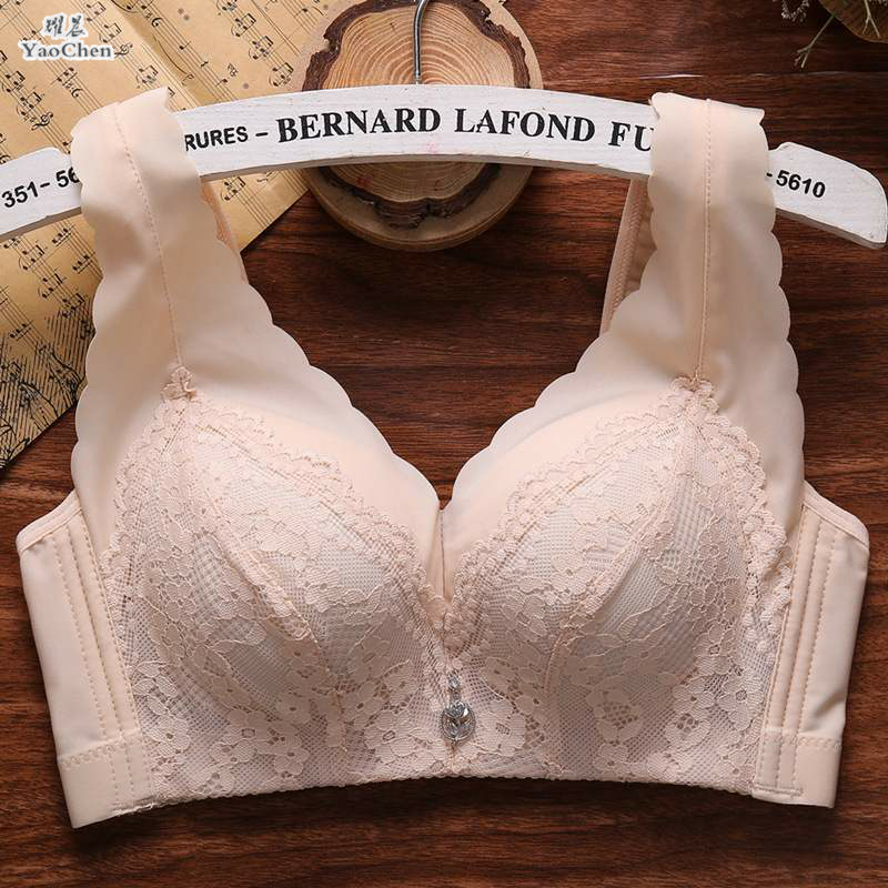 。美胸背心钢圈心聚拢无皇后文胸 苎米杉女装文胸套装