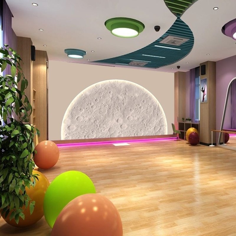 网红瑜伽馆背景墙发光月球壁纸普拉提健身房直播间墙纸LOGO形象墙,淘宝优惠券,粉丝福利购,淘宝优惠卷