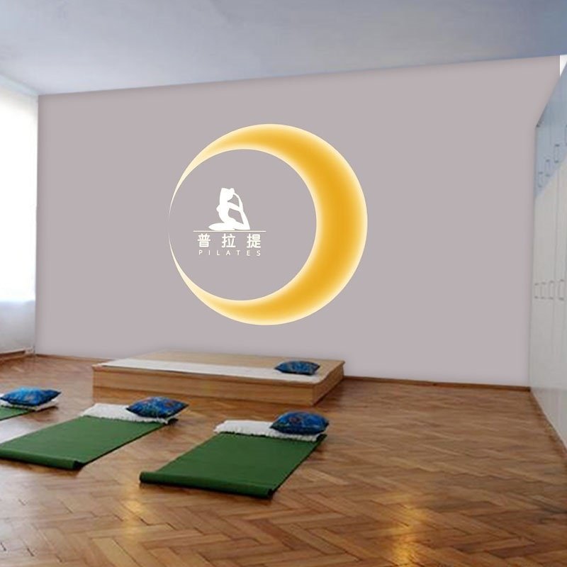 网红瑜伽馆背景墙发光月球壁纸普拉提健身房直播间墙纸LOGO形象墙,淘宝优惠券,粉丝福利购,淘宝优惠卷