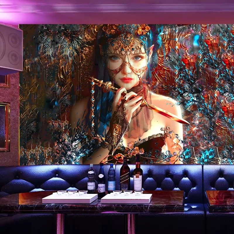 大幅ktv包房酒店会所酒吧欧式油画美女人物装饰壁画壁纸墙布墙纸,淘宝优惠券,粉丝福利购,淘宝优惠卷