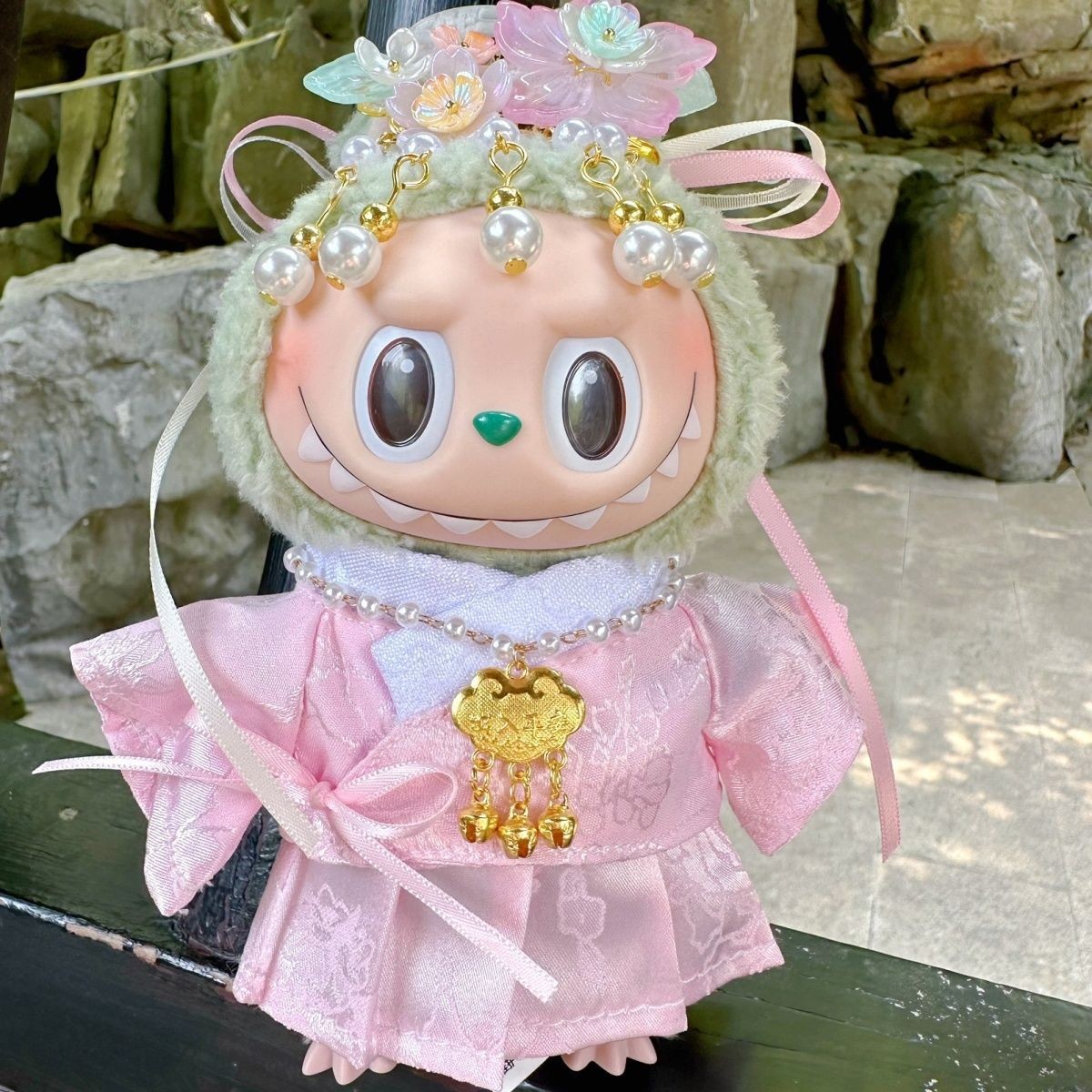 泡泡玛特17cm拉布布labubu娃衣古风汉服套装心动马卡龙公仔衣服 - 图2