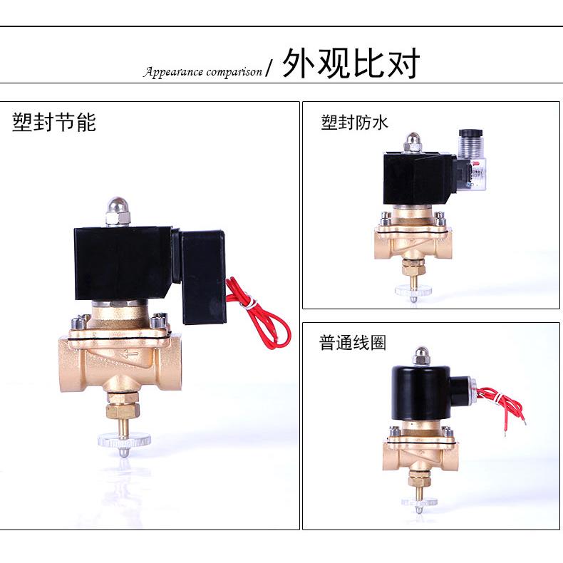 三叶山野电磁阀 水阀 气阀4分6分常闭AC220V DC24V带手动应急开关 - 图0