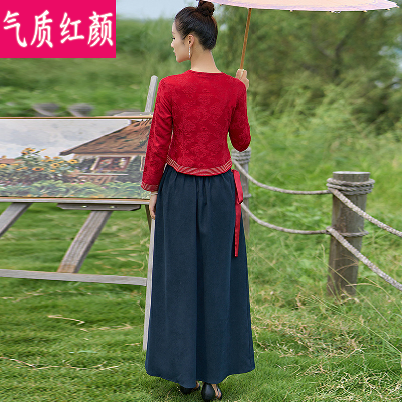 民国秋冬装禅意茶服中式复古汉服 气质红颜上衣