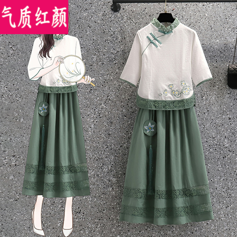 大码女夏装民国中式唐装改良汉服 气质红颜上衣