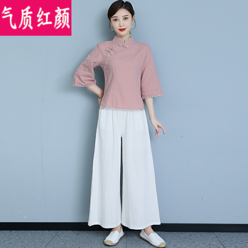 夏季禅意改良旗袍唐装上衣复古汉服 气质红颜上衣