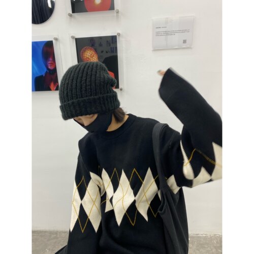 适合圆脸的粗毛线帽~纯色毛线堆堆帽冷帽显脸小保暖针织慵懒风冬 - 图0