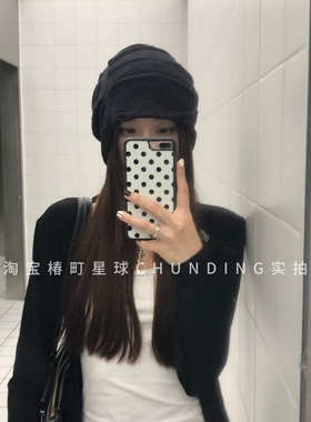 忧郁感穿搭版型超赞的堆堆帽