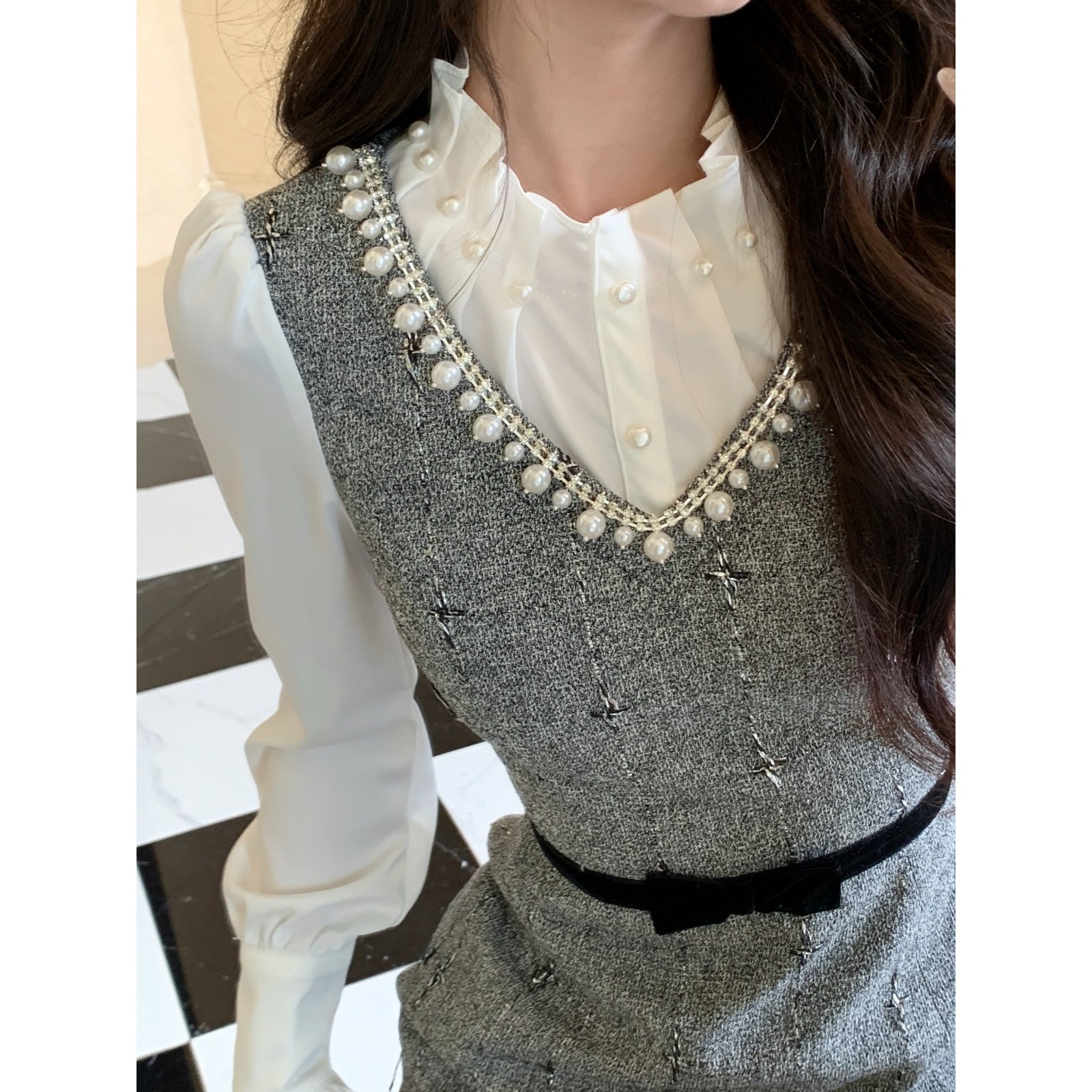 越韩小鱼 赫尔小姐 重工富家千金小香风连衣裙名媛风外套两件套装,淘宝优惠券,粉丝福利购,淘宝优惠卷