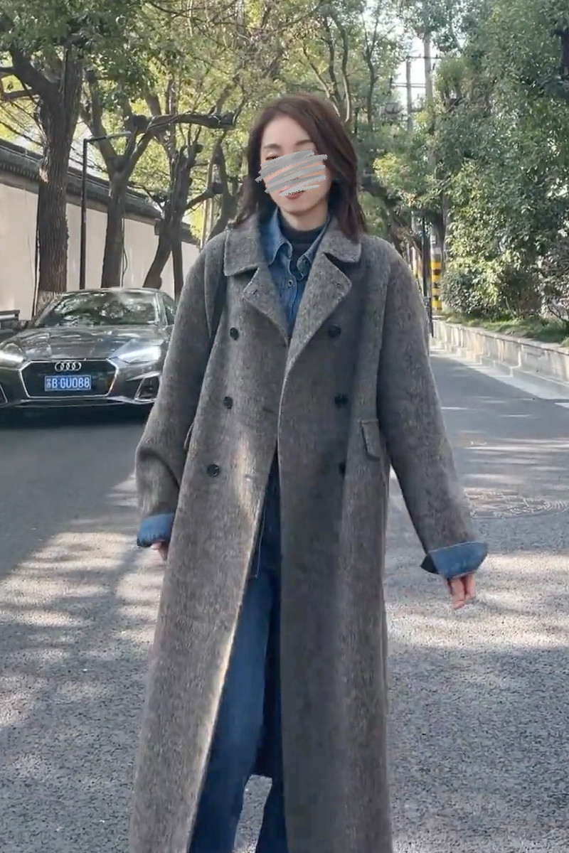 韩版双排扣双面羊绒大衣女2025年秋冬新款高级感中长款羊毛呢外套,淘宝优惠券,粉丝福利购,淘宝优惠卷