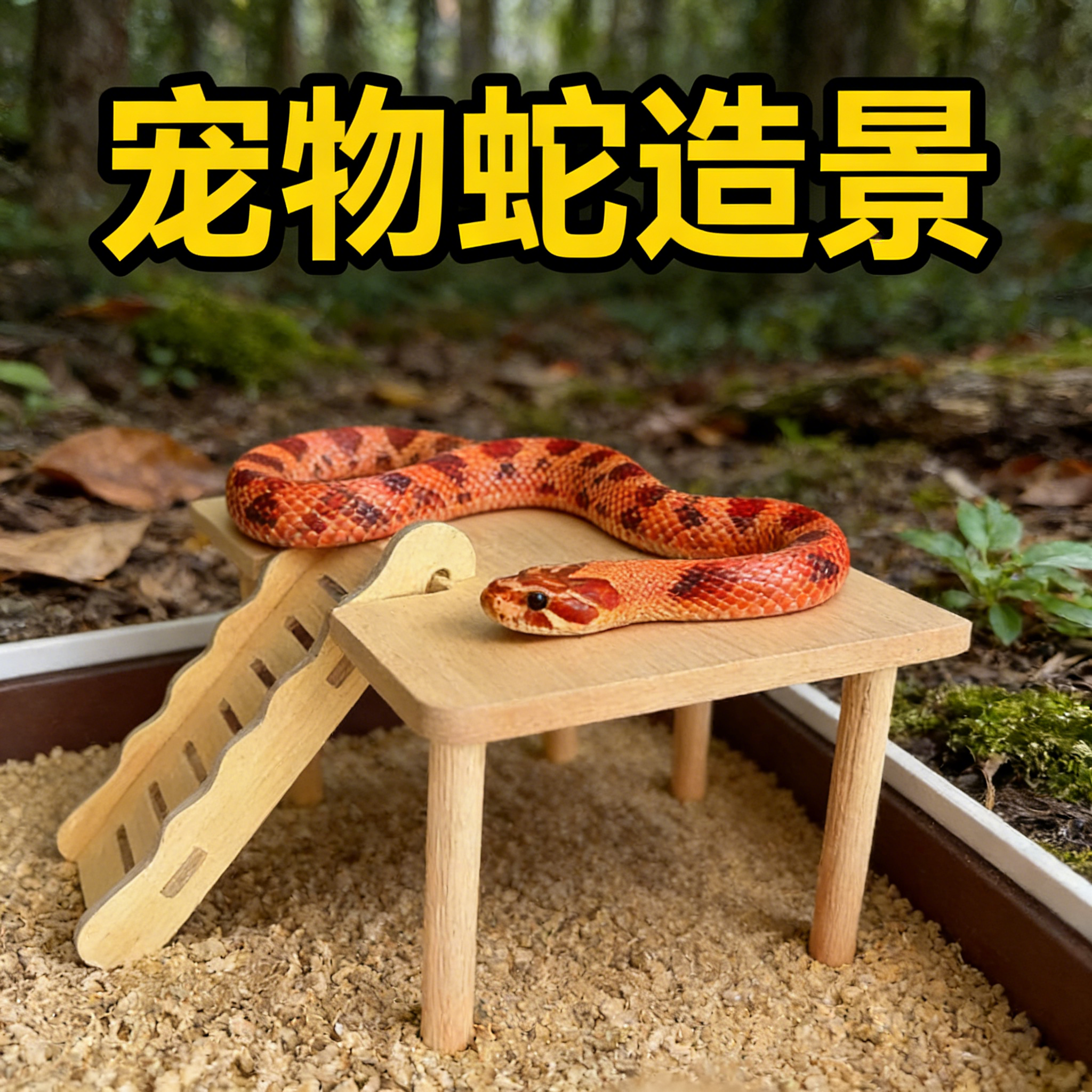 宠物蛇攀爬生活木质可攀爬阶梯架子造景大平台蛇缸丰容爬宠用品,淘宝优惠券,粉丝福利购,淘宝优惠卷