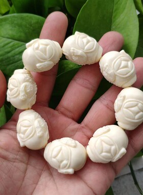 文玩象牙果雕刻手串貔貅有求必应手把件猛犸象牙男女佛珠工艺饰品