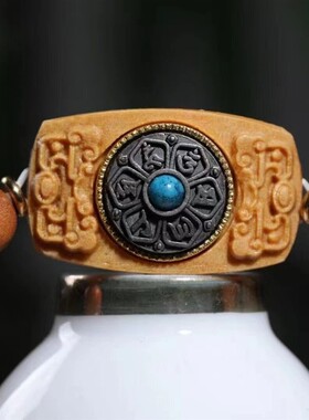 芭比檀香老型珠DIY六字箴言款手链时来运转檀木香味装饰手串念珠