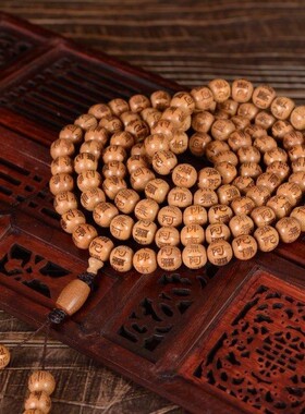 六道木佛珠手串雕刻阿弥陀佛手链子天然老料降龙木108颗念珠手持