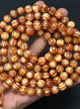 琥珀木手串东北长白山北沉香满油松明子全透光手链佛珠玉化血龙木