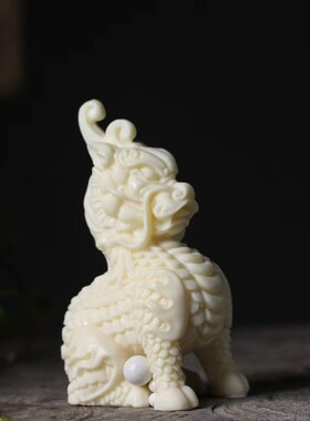 象牙果麒麟摆件招财纳福独角兽车载保平安工艺礼品博古架装饰风水