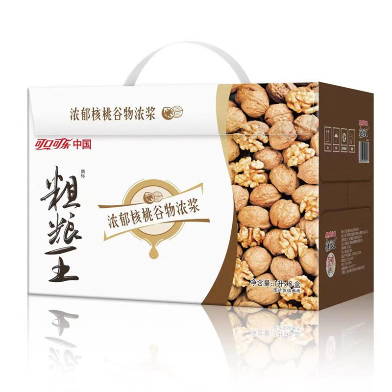 可口可乐粗粮王浓郁核桃谷物浓浆饮品代餐饮料1000ml*10盒原中绿 - 图0