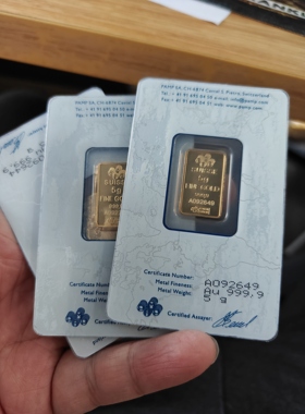刻度 PAMP 实重5/10/50克  1:1复刻仿真金条 纯铜镀金 金属工艺品