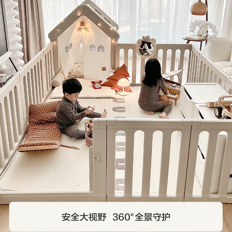 贝易彩虹围栏婴儿防护栏学步爬爬垫地上儿童游戏围栏宝宝室内家用,淘宝优惠券,粉丝福利购,淘宝优惠卷