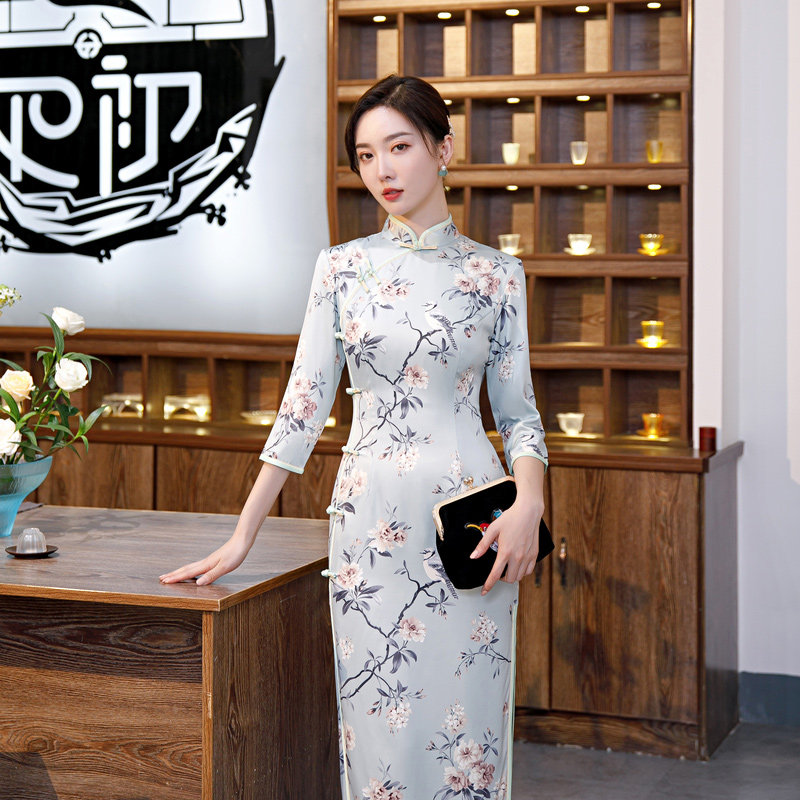 旗袍长款气质中国风2020秋冬连衣裙 郦黛旗袍