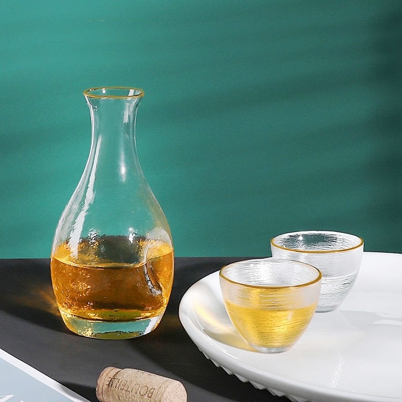 日式家用酒具小白酒杯温酒器烫酒壶一两果酒杯玻璃清酒壶套装古风