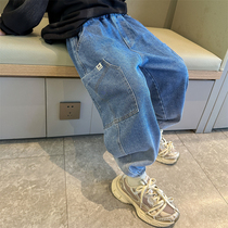 Boy pants CUHK Scout Jeans Spring Autumn Money 2023 new children Autumn Fry Street Long Pants Fall Thin