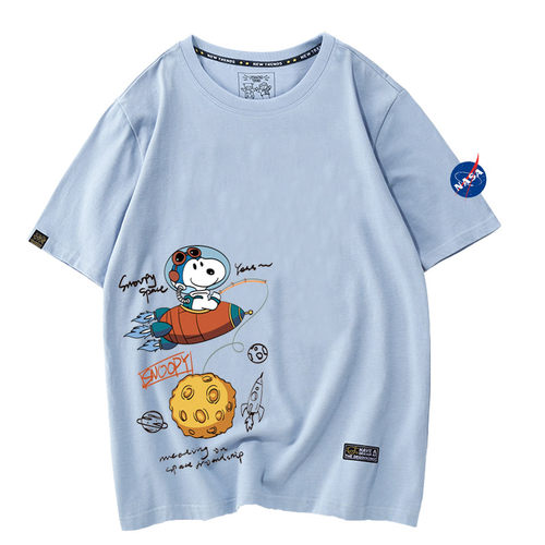 nasa联名宇航员T恤女2025夏装纯棉半袖涂鸦设计感ins情侣装短袖潮 - 图3