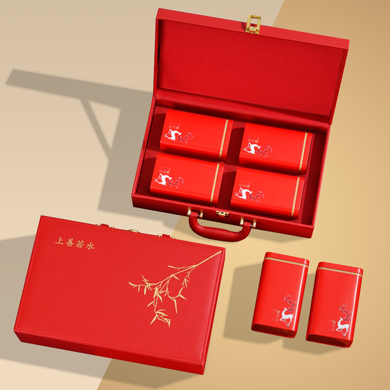 2025新款高档茶叶包装盒空礼盒密封罐子皮革红茶金骏眉国风定制,淘宝优惠券,粉丝福利购,淘宝优惠卷