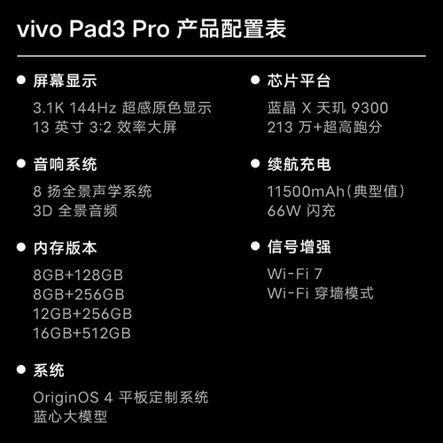 【新品上市】vivoPad3Pro平板电脑新品上市学生游戏天玑9300大屏幕开学好物上课笔记