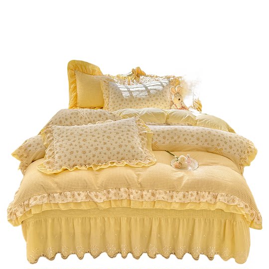 Korean style princess style four-piece autumn and winter pure cotton set