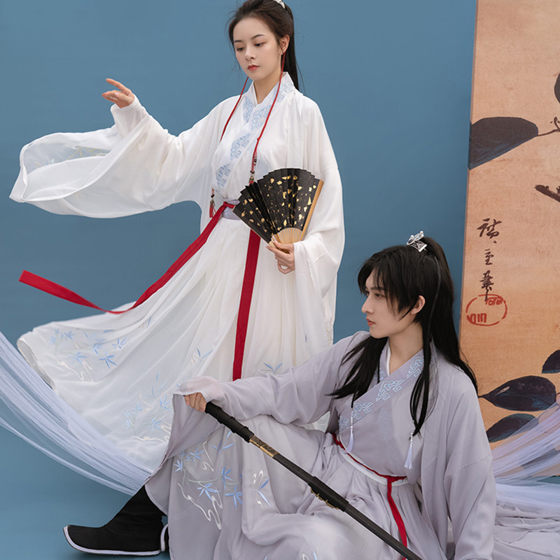 清梳如意情侣魏晋风交领齐腰cp汉服 清梳民族服装/舞台装