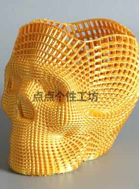 创意3d打印骷髅头笔筒化妆刷牙刷收纳桶小花盆装饰布景桌面小摆件
