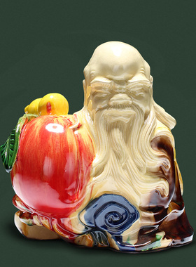 陶瓷寿桃祝寿礼物工艺品客厅摆件