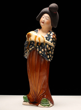 三彩抱物陶瓷古典中国风工艺品