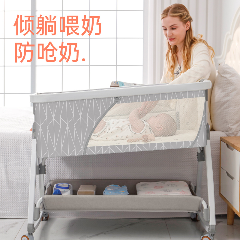 新生婴儿床可移动宝宝床便携式摇篮床可折叠多功能bb小床拼接大床 - 图0