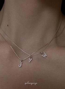 精工定制银锆石字母项链