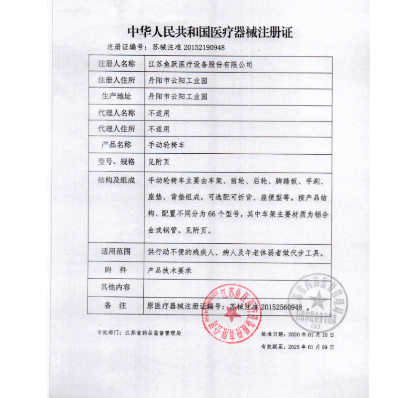 鱼跃手动轮椅全钢管多功能可折叠便携免充气式后轮老人轮椅H050型-图2