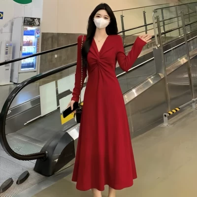 M6J法式甜美温柔风连衣裙小众不规则小个子气质收腰显瘦秋季