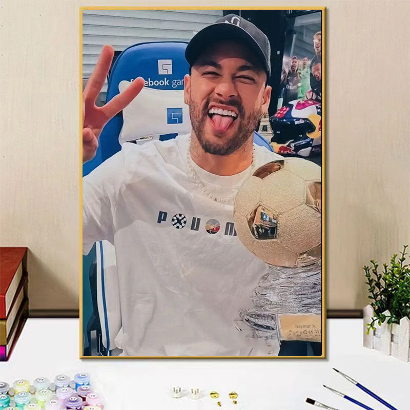 DIY数字油画高颜值足球明星人物内马尔手绘填色画画送男朋友礼物