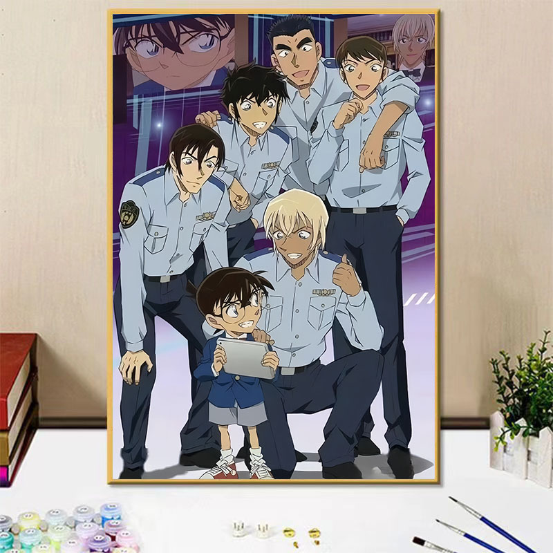 名侦探柯南五人组松田阵平降谷零diy数字油画手绘填色涂鸦画礼物
