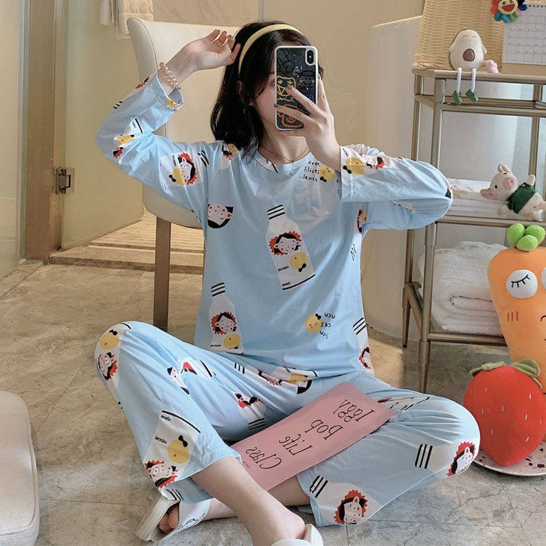 大码长袖睡衣女卡通宽松家居服春套装 热品库 性价比省钱购