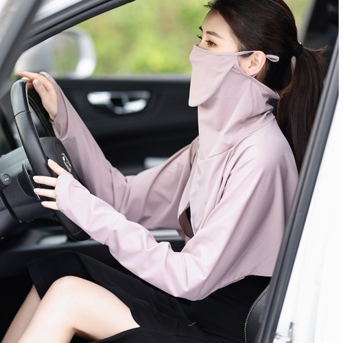 护全脸面罩罩衫夏天防紫外线脸基尼开车遮阳神器袖套一体防晒披肩 - 图0