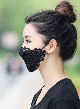 女款时尚纯蕾丝颜值口罩面罩小脸