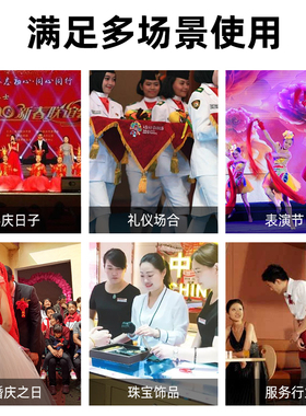红色礼仪薄款手套婚庆喜庆表演