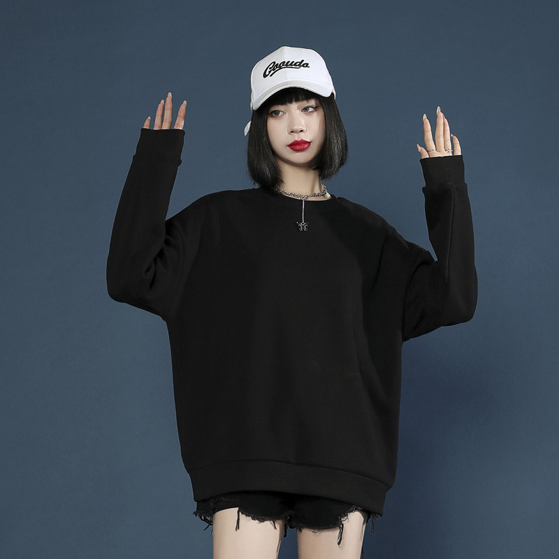 加绒女秋冬装2021年新款宽松衫卫衣 solothink服饰卫衣/绒衫