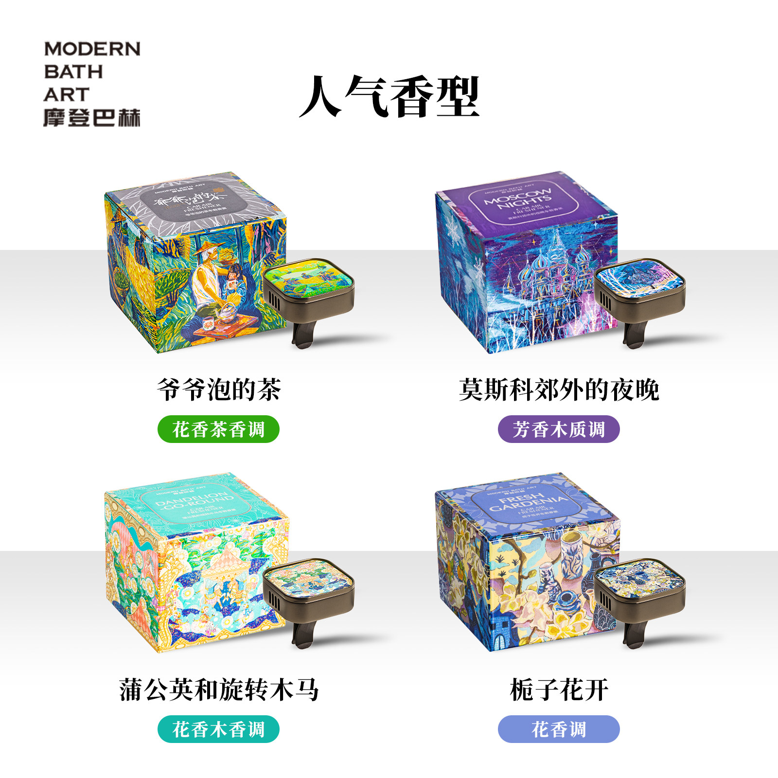【车香精选】摩登巴赫车载香片经典版香薰车内出风口淡香除异味
