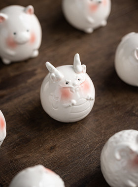 陶瓷十二生肖小摆件全套可爱鼠牛虎兔龙蛇马羊猴鸡狗猪生肖工艺礼